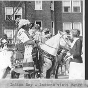 Cover image of Unidentified people in regalia on horses